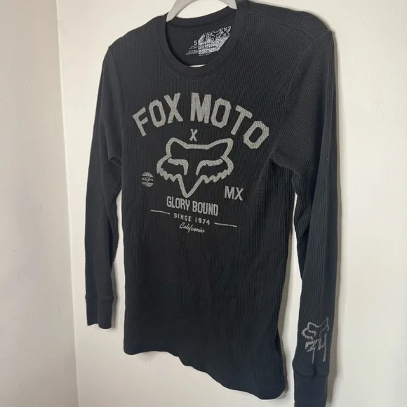 Fox Black Long Sleeve Tee with Gray Print - Picture 3 of 7